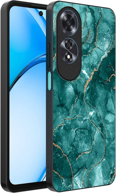 Smartphonica Telefoonhoesje Geschikt voor Oppo A60 met marmer opdruk - TPU backcover case marble design - Groen Goud geschikt voor Oppo A60