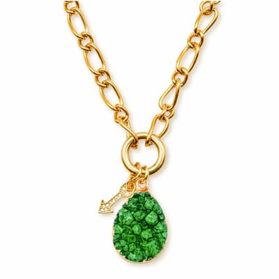 Marama The Island Collection - Ketting Goud Druzy Agaat-Pijl - Edelsteen Groen