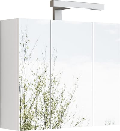 Spiegelkast met led verlichting en stopcontact - Spiegelkast 60 cm wit - 3 deuren - Voorgemonteerd - Wandmontage - Badkamer - 60x16x70 cm - Wit