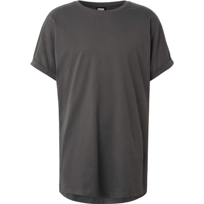 Urban Classics T-shirt - Long Shaped Turnup Tee - S tot 5XL - voor Mannen - donkergrijs