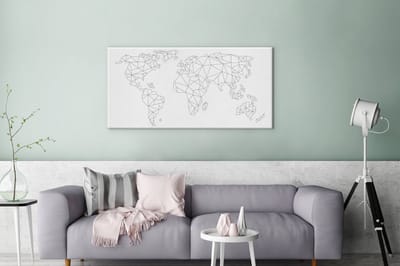 Wereldkaart van lijnen canvas | Wereldkaart Canvas Schilderij 100x50 cm