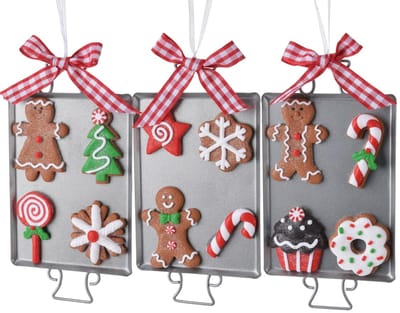 Dailygoods- Peperkoekman Set van 3 - Hangende Ornamenten - Kerstboomdecoratie - Duurzaam PVC - Glitterend/Flocking - Fantasievolle Versiering - Kerstornamenten