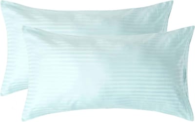 Homescapes Satijn Streep Katoen Kussensloop 50x90 cm – Set van 2 – Aquablauw – 100% Egyptisch Katoen – Draaddichtheid 330