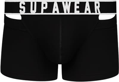 SUPAWEAR Ribbed Slashed Trunk Black - MAAT S - Heren Ondergoed - Boxershort voor Man - Mannen Boxershort