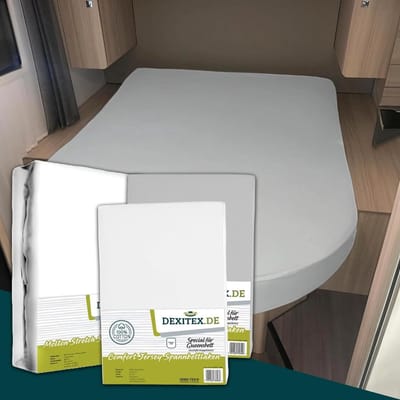 Dexitex 2 x Jersey Hoeslakens ( Wit + Licht grijs ) & 1 x molton pakket Queensbed/Eilandbed