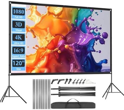 120 inch Opvouwbaar Projectiescherm voor Buiten met Standaard - Rimpelvrij Filmscherm in 16:9 Formaat met Draagtas