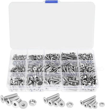 Schroef Assortiment Set - Bouten Moeren - Precisie Werk - Roestvrij Staal 304 - 500 Stuks - Zilver