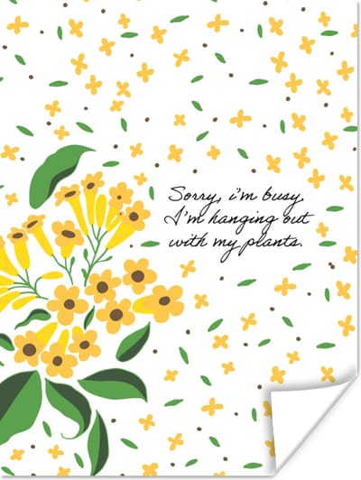 Poster Quotes - Spreuken - Sorry I'm busy I'm hanging out with my plants - 120x160 cm XXL