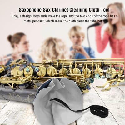 Chiffon de nettoyage durable pour saxophone et clarinette LADE pour nettoyer l'intérieur du tube(gris) beige