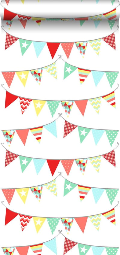 ESTAhome behang vlaggetjes multicolor - 53 cm x 10.05 m - 138717
