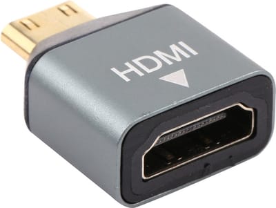 4K Mini HDMI male naar HDMI Female - Compacte gold plated adapter connector - grijs