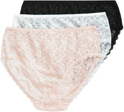 TruYou - Dames - TruYou midi-slips set van 3 transparant kant - Zwart - Maat 46+