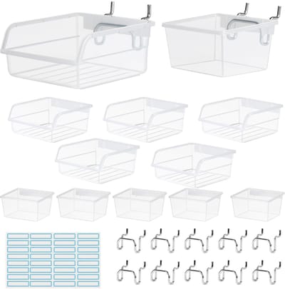 Dailygoods- Gereedschapswanddoos 12x - Gatenwand/Organizer - Insteekbord/Accessoires - Transparant - Zelfklevend/Etiketten - Eenvoudig schoon te maken - Wandorganizer