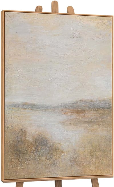 Canvas schilderij 120x80 cm handgeschilderd mistige ochtend – YS-Art Gallery – Lijst: Hout – Luxe wanddecoratie