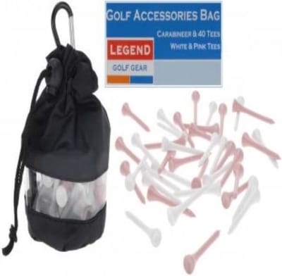 Golfpresentjes -Legend tasje met 40 wit/roze tees en accessories - golfcadeau - golfpresentje