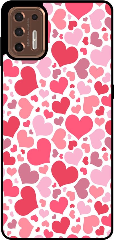 Smartphonica Telefoonhoesje Geschikt voor Motorola Moto G9 Plus met Hartjes Print - Hearts Design TPU Backcover Case - Kinder Hoesje met Hartjes Design geschikt voor Motorola Moto G9 Plus