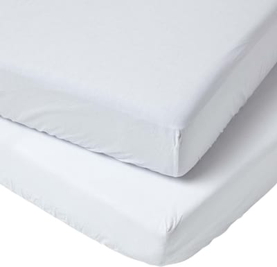 Homescapes Baby Hoeslaken Peuter/Juniorbed 70x140 cm – 2 stuks – Wit – Egyptisch Katoen – OEKO-TEX®