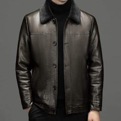 Winter Verdikte Grote Maat Leren Jas voor Middelbare en Oudere Papa Echte Leren Jas Heren Jas Bont Geïntegreerde Schapenvacht Jas 7XL black