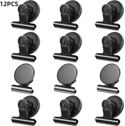 12 stuks-Magnetische clips - Clips - Koelkastmagneten - Clips met stierenkop - Opbergclips - Geschikt voor het opbergen van kaarten, foto's, koelkasten, whiteboards en kantoordisplays - Zwart - 3,1*4 cm