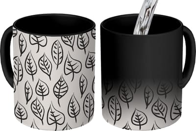Magische Mok - Foto op Warmte Mokken - Koffiemok - Patronen - Bladeren - Design - Magic Mok - Beker - 350 ML - Theemok