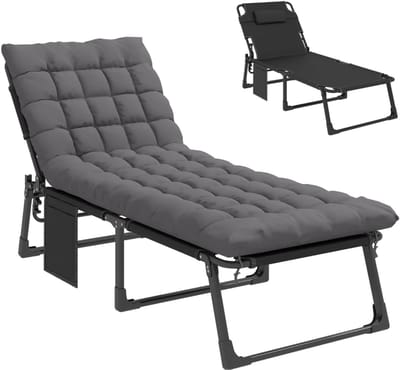 Ligbed - Tuin - Zonnebed - Ligstoel - Loungebed - Weerbestendig - Verstelbaar - Buiten - Opklapbaar - Donkergrijs