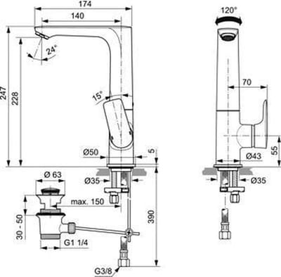 Ideal Standard Connect Air Wastafelmengkraan (opbouw)