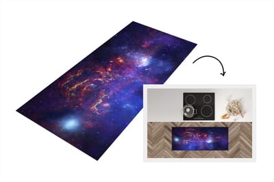 Keukenloper - Loper keuken - Galaxy - Sterren - Rood - 120x50 cm - Keukenloper vinyl