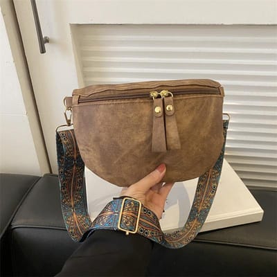 Vrouwen PU leren heuptas Stijlvolle hobo effen kleur schoudertas Luxe designer borsttas Brede band Mode heuptas brown