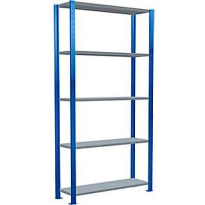 Schulte Lagertechnik Boutloos rekkensysteem MultiPlus250, Startvak, 5 legborden, dwarsverbindingen, B 1000 x D 300 x H 2000 mm, Gentiaanblauw RAL 5010