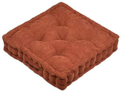Stof Textile Vloerkussen Ribcord - terracotta - polyester - 45 x 45 x 10 cm - vierkant - Extra dik - extra zitplaatsen - spelen - gamen - relaxen