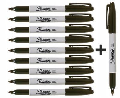 Sharpie Fine Markers Zwart - Set van 10 (9+1 Gratis)