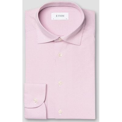 Eton Overhemd Mini Pattern Four-Way Stretch Roze / male