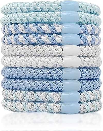 Set van 10 Elastische Haarrubbers, Zachte Haarbanden voor Dames en Meisjes, Haaraccessoires in Blauw, Perfect voor Diverse Kapsels en Dagelijks Gebruik