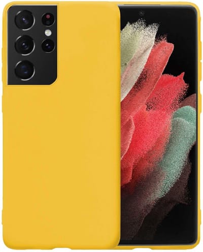 Hoesje - Geschikt voor Samsung Galaxy S21 Ultra - Sterk & Shockproof - Siliconen Case - Hoes Cover - Telefoonhoes - Geel
