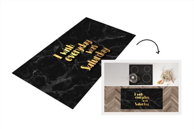 Keukenloper - Loper keuken - Quote - Weekend - Goud - Marmer - 120x60 cm - Keukenloper vinyl
