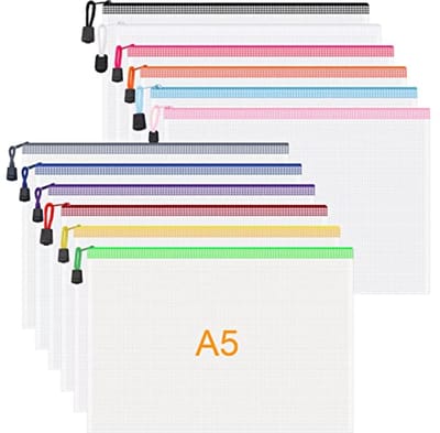 Transparante A5 Aktetassen - Set van 10 Waterdichte Ritssluiting Zakken voor Kantoor en Reisaccessoires
