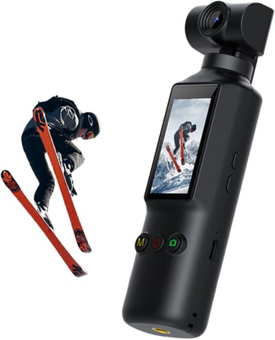 NAXSIR 4K Actioncamera met 270° draaibaar objectief, WiFi en 1,99 inch IPS-display,pocket camera voor buiten en vloggen inclusief 64GB TF-kaart
