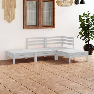 vidaXL - 4-delige - Loungeset - massief - grenenhout - wit