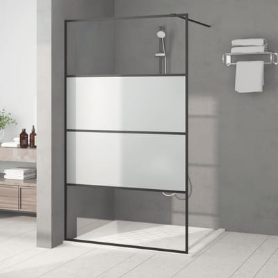 vidaXL - Inloopdouchewand - 115x195 - cm - halfmat - ESG-glas - zwart