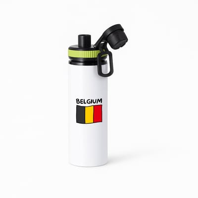 Hacebo® - Belgium vlag waterfles met draaidop groen - België - reizigers - toerist - verjaardagscadeau - souvenir - vakantie - kado - gift - geschenk - water fles - 850ML