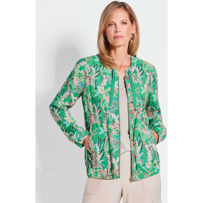 Blouson met all-over bloemenprint - smaragd - Gr. 38 van Goldner Fashion