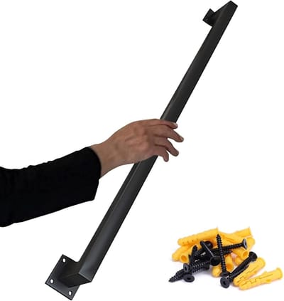 Trapleuning Set - Wandsteun Handgreep - Veiligheid Binnenshuis - Gegalvaniseerde Buis - 350cm Lengte - Zwart