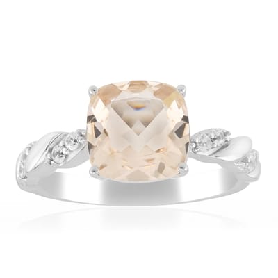 Cavill - Zilveren ring 925 sterling - 1,7 ct Marropino Morganiet met zirkonia - Gerhodineerd - Antieke cushion-cut edelsteen - Elegante cocktailring