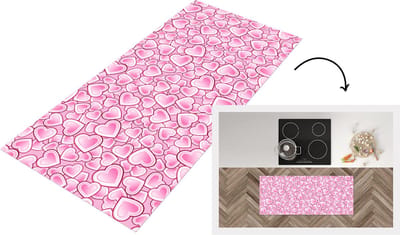Keukenloper - Loper keuken - Meiden - Hartjes - Roze - Patronen - 120x50 cm - Keukenloper vinyl
