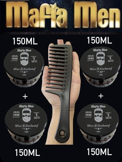 5 Pack- Mafia Men Haarwax 8 Exclusief 600ml + Mafia Men Kam - Grove kam