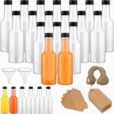 Dailygoods- Likeur Flesjes 24 Pak 100ml - Lege Kunststof Drankflessen - Cadeaus voor Bruiloften - Zwarte Schroefdoppen - Geschikt voor Kinderen - Uniek Geschenk - Drankfles