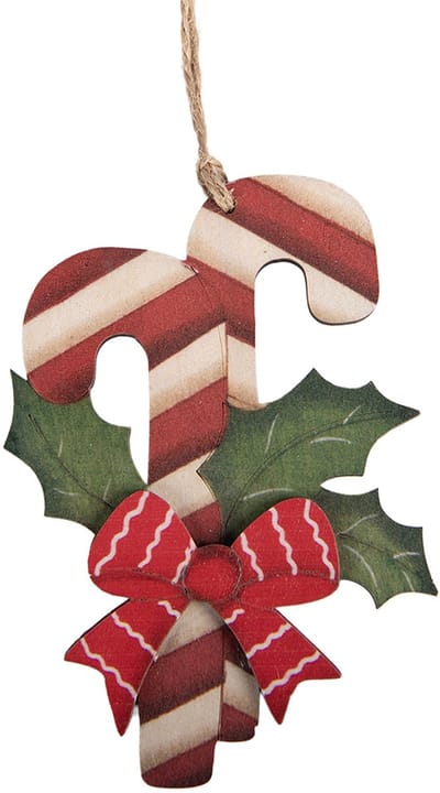 Clayre & Eef Kersthanger Zuurstok Rood Hout