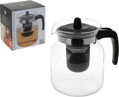2x stuks voordelige glazen theepot van 1,5 liter met thee infuser