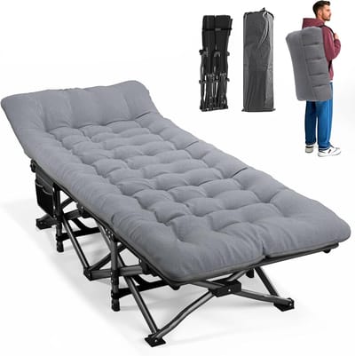 Campingbed Volwassenen - Vouwbed Kamperen - Ontspannen Buiten - Snelle Installatie - 190x70x35 cm - Grijs