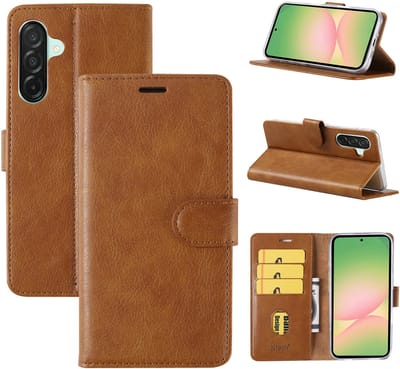 Hoesje Geschikt Voor Samsung Galaxy A56 Hoesje met Pasjeshouder - bookcase Portemonnee - Bruin